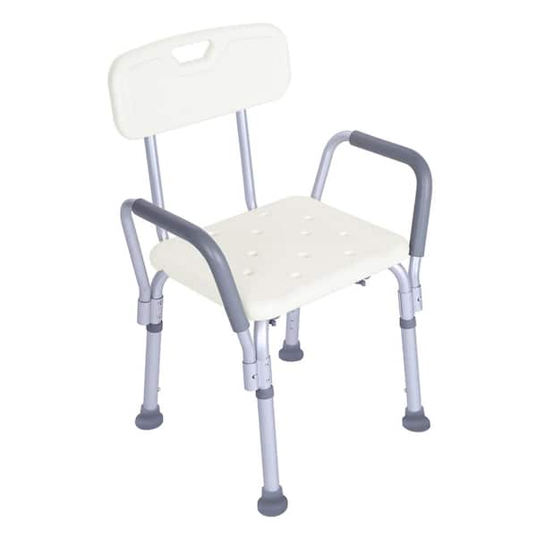 Winado Adjustable Medical Shower Chair Bath Bench Stool Tub Seat with Armrest Back in White