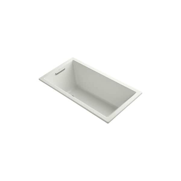 KOHLER Underscore 60 in. x 32 in. Rectangular Soaking Bathtub with Reversible Drain in Dune, VibrAcoustic Bask