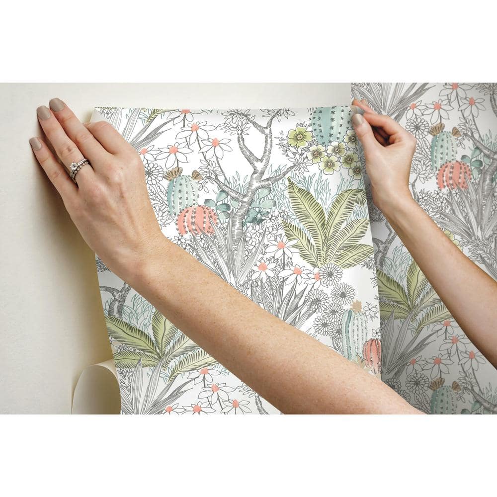 Gray Floral Peel and Stick Removable Wallpaper Roll