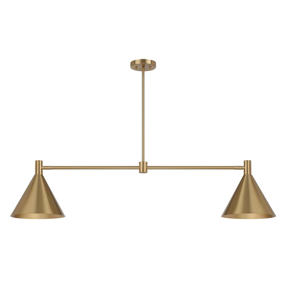 Noble Brass Adjustable 2-Light Metal Linear Chandelier