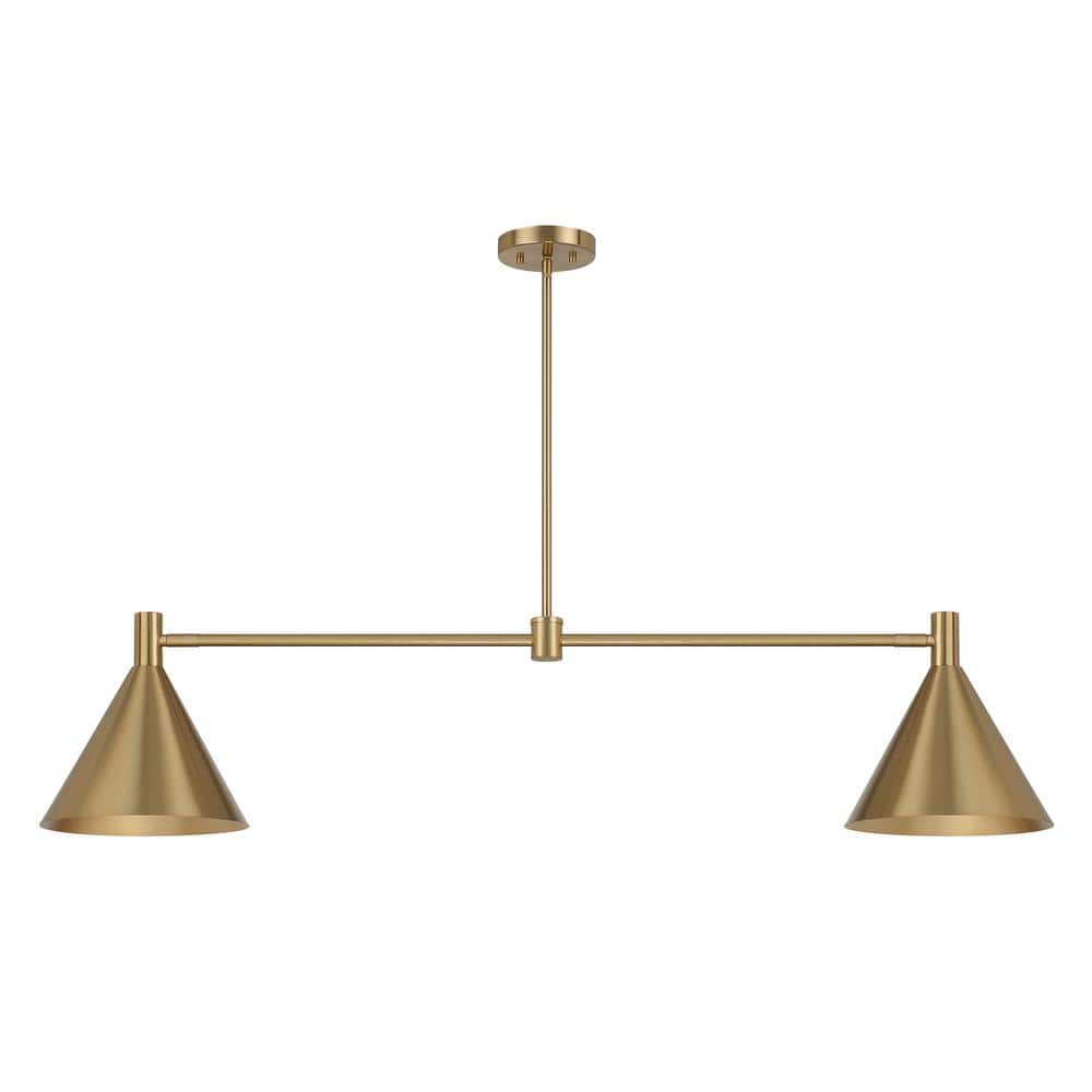 Noble Brass Adjustable 2-Light Metal Linear Chandelier