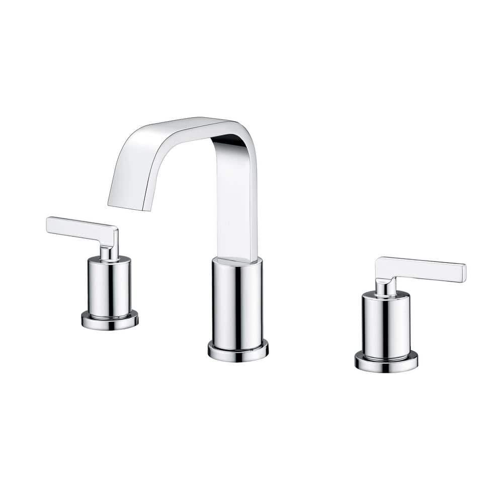 LUXIER Contemporary 8 in. Widespread 2-Handle Bathroom Faucet with Pop-Up Drain in Chrome, Grey