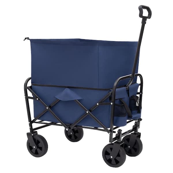 2.2 cu. ft. Steel Garden Cart Highly Extendable Collapsible Pull Rope Sealing in Blue