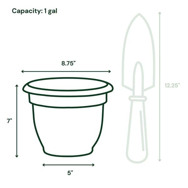 Bloem 10 in. D Polyresin Ariana Planter Charcoal