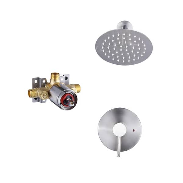 Single Handle 1-Spray Shower Faucet 1.8 GPM with High Pressure Valve in Brushed Nickel