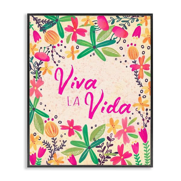 Stupell Industries Live Life Florals by Josefina Black Framed Typography Giclee Art Print 14 in. x 11 in.