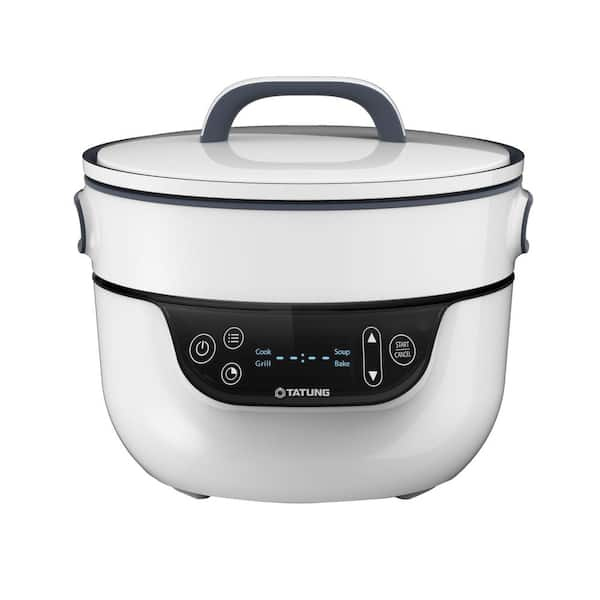 Tatung Fusion 2.8 Qt. White Electric Multi-Cooker with Built-In Timer and Non-Stick Surface