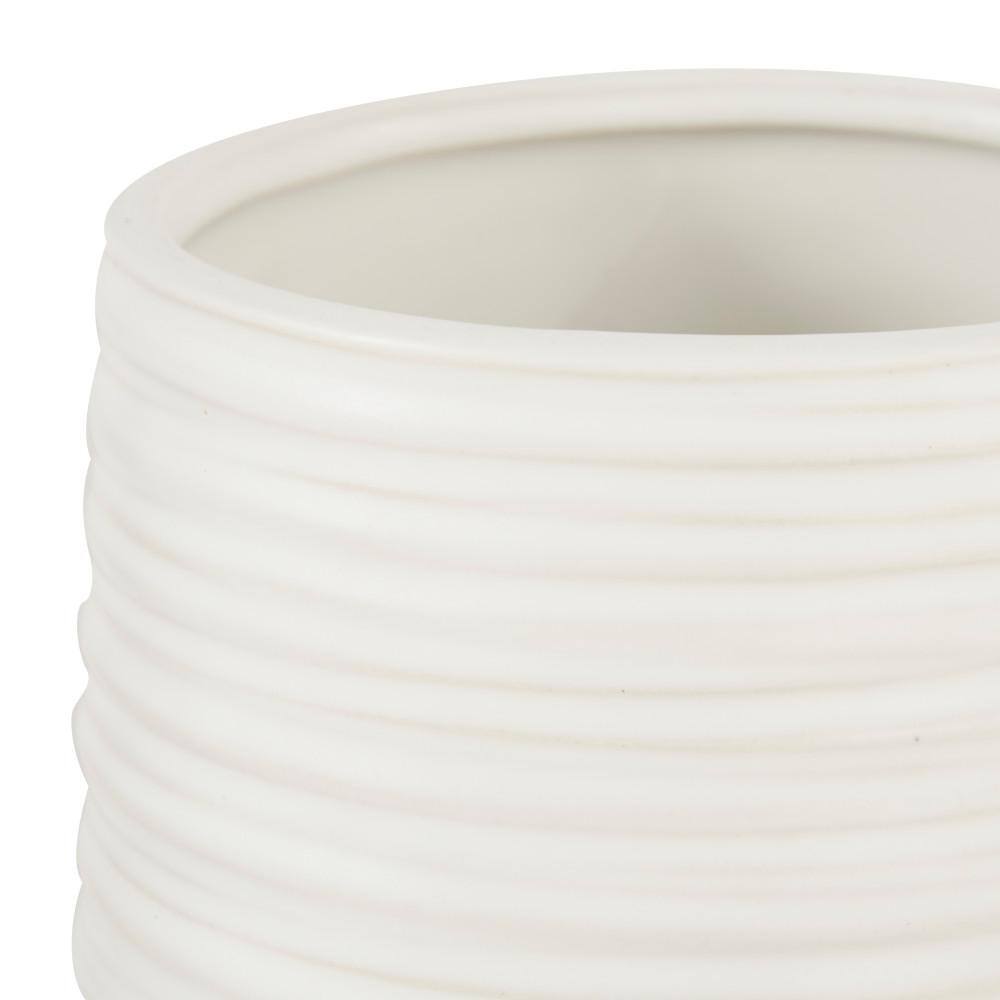 7" White Ribbed Porcelain Vase