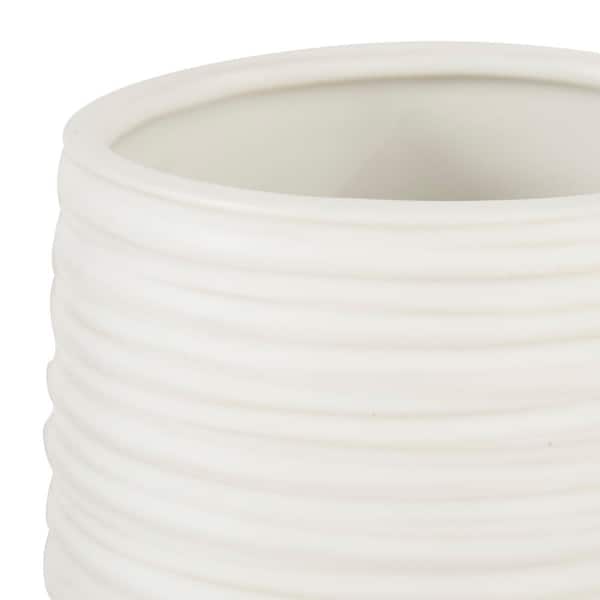 CosmoLiving by Cosmopolitan 7 in. White Ribbed Porcelain Ceramic