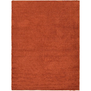 Solid Shag Terracotta 8 ft. x 11 ft. Area Rug