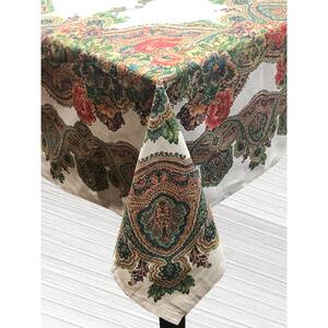 Cashmere 60 in. x 84 in. Multi Cotton and Linen Tablecloth