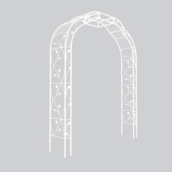Outdoor 98.4 in. x 74.4 in. Metal Garden Arch Garden Arbor Trellis Climbing Plants Support Rose in Cream White