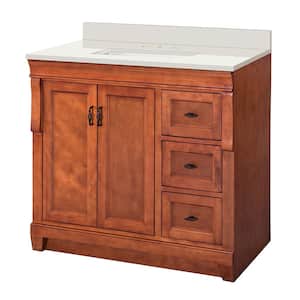 Naples 37 in. W x 22 in. D Vanity in Warm Cinnamon with Engineered Marble Vanity Top in Winter White and Sink in White