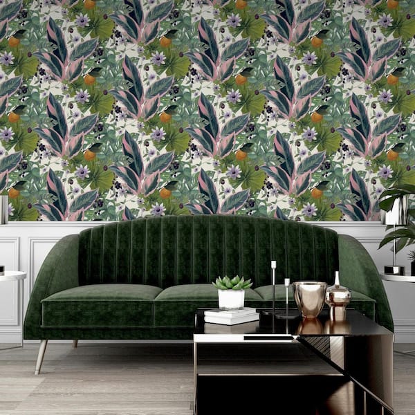 Etta White Tropical Wallpaper Sample