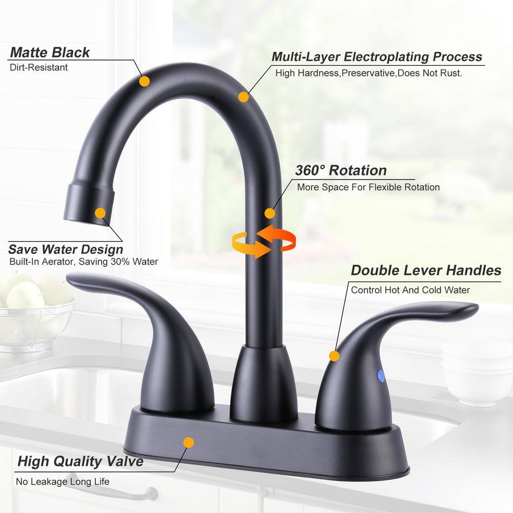 Matte Black Stainless Steel Double Handle Centerset Faucet