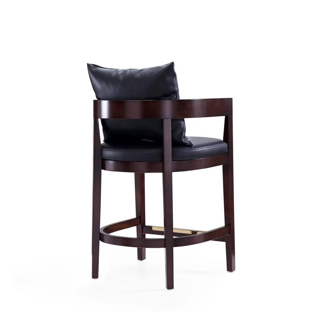 Sleek Manhattan Comfort 22" Black Wood Barstool with Gold Accents