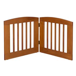 Ruffluv 24 in. H Wood 2-Panel Expansion Chestnut Pet Gate