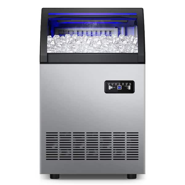 Velivi Commercial Ice Maker 200 lb./24 H Freestanding Ice Maker Machine with 55 lb. Storage, Stainless Steel, Silver