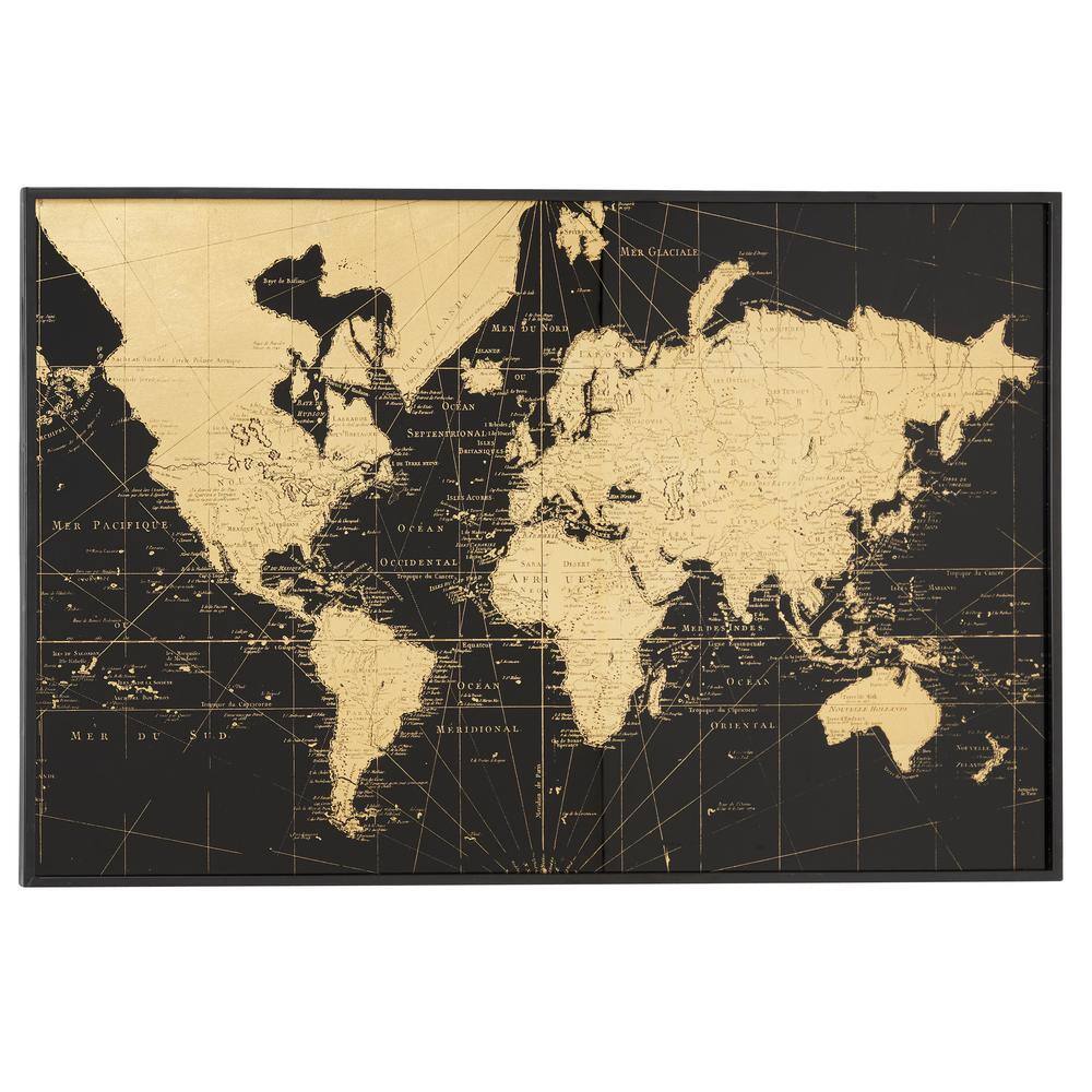 LITTON LANE 36 in. x 24 in. Large Rectangular Black and Gold Vintage ...