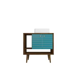 Liberty 31.49 in. W Bath Vanity in Aqua Blue with Vanity Top in Rustic Brown with White Basin