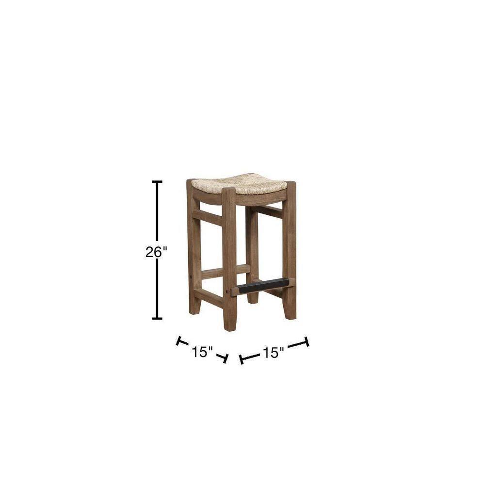 Newport Rustic Industrial Pine Wood 26" Counter Stools, Set of Two
