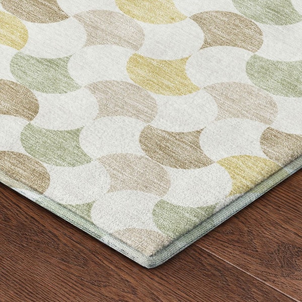 Mayfield Premium Machine Washable Abstract AMF2568 Ivory 10 ft. x 14 ft. Area Rug
