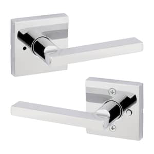 Halifax Square Polished Chrome Privacy Bed/Bath Door Handle with Lock