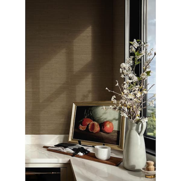Mycroft Chestnut Grasscloth Wallpaper
