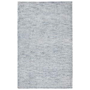 Abstract Blue/Ivory 4 ft. x 6 ft. Striped Area Rug