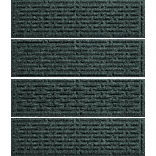 Bungalow Flooring Waterhog Mesh Evergreen 8.5 in. x 30 in. PET Polyester Indoor Outdoor Stair Tread Cover (Set of 4)