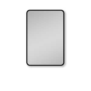 20 in. W x 28 in. H Small Rectangular Black Iron Recessed or Surface Mount Medicine Cabinet with Mirror