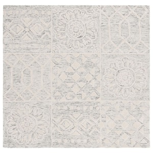 Metro Silver/Ivory 6 ft. x 6 ft. Geometric Square Area Rug