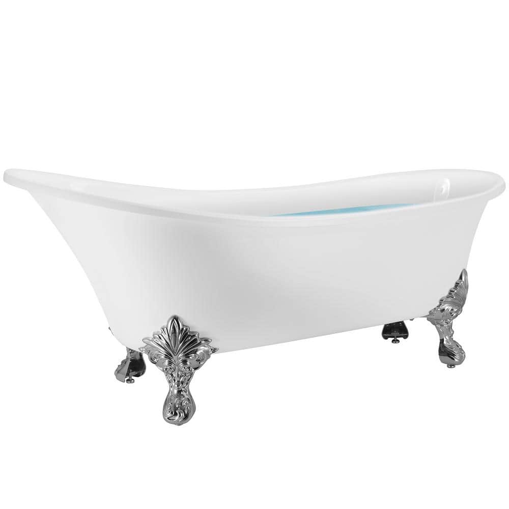Luxurious White Acrylic Clawfoot Soaking Bathtub