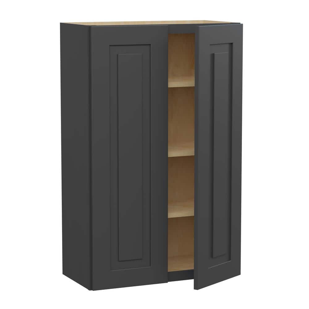Grayson 27 in. W x 12 in. D x 42 in. H Assembled Plywood Wall Kitchen Cabinet in Deep Onyx with Soft Close price history on PriceWatchPro