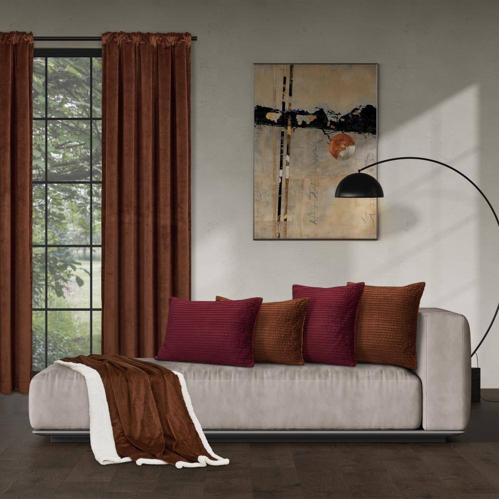 Terracotta Velvet Pleated Lumbar Decorative Throw Pillow Cover