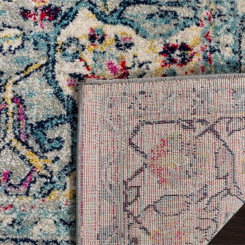 Navy and Fuchsia Rectangular Reversible Synthetic Rug, 6' x 9'