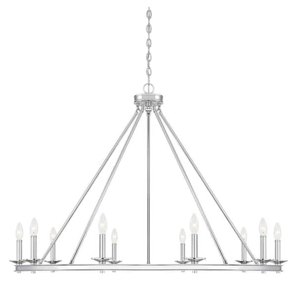 Savoy House 45 in. W x 32 in. H 10-Light Polished Nickel Metal Chandelier with No Bulbs Included