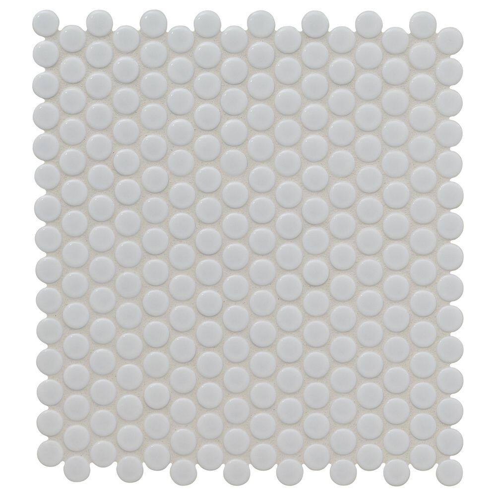 MSI Penny Round Bianco 12 in. x 13 in. x 6 mm Ceramic Mesh-Mounted ...