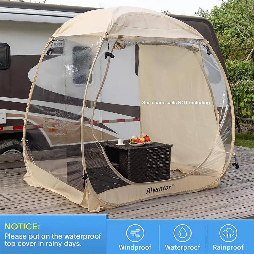 Beige 3-Person Pop-Up Dome Bubble Tent with Carry Bag
