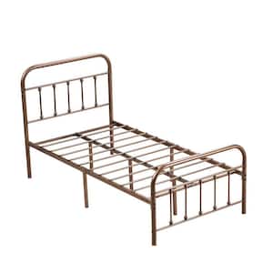 High-Quality Farmhouse Style 40 in. w Bronze Twin Size Steel Frame Platform Bed