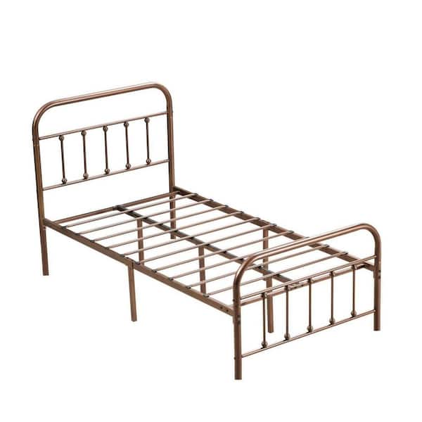 Unbranded High-Quality Farmhouse Style 40 in. w Bronze Twin Size Steel Frame Platform Bed