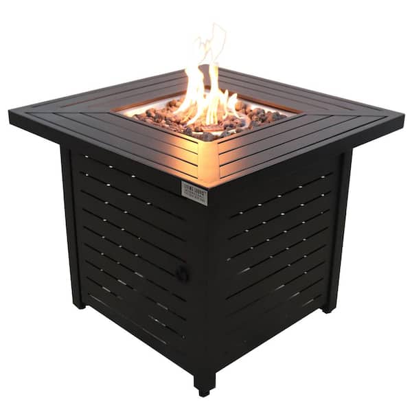 ToolCat 30 in. 50,000 BTU Square Steel Gas Outdoor Patio Fire Pit Table in Black