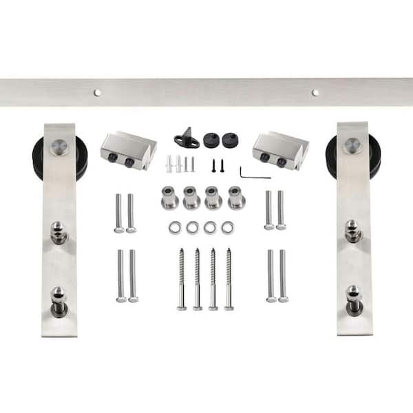 6 ft. Satin Nickel Standard Style Rollers Barn Door Hardware Kit 6 ft. Satin Nickel Standard Style Rollers Barn Door Hardware Kit