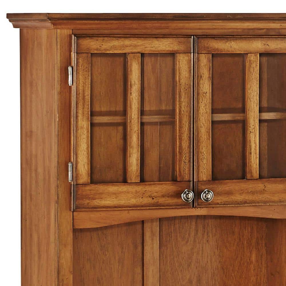 Cottage Oak Lighted China Cabinet with Glass Doors