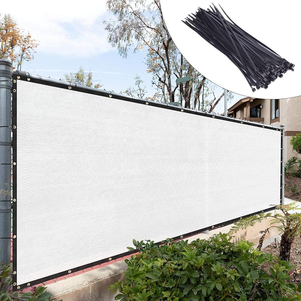 4 ft x 50 ft Fence Privacy Screen, 90% Blockage Windscreen Cover, White Mesh Fabric with Zip Ties price history on PriceWatchPro