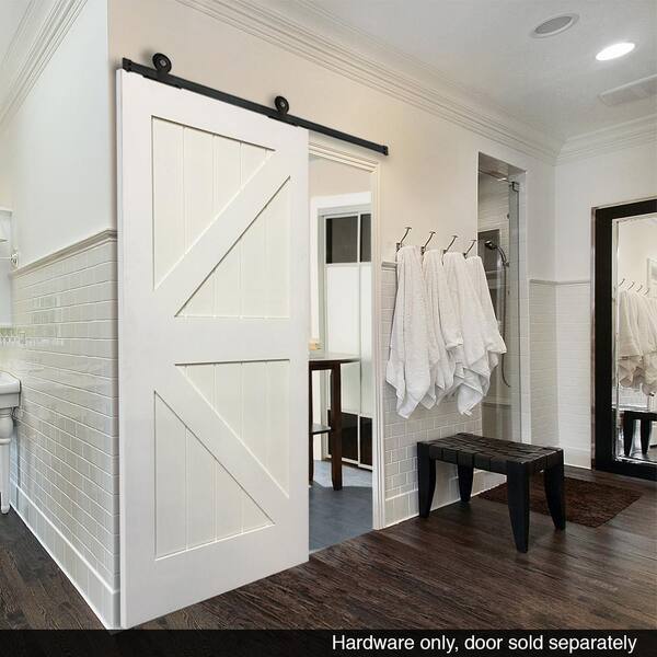 MMI DOOR 78-3/4 in. Matte Black Top Mount Barn Door Hardware Kit