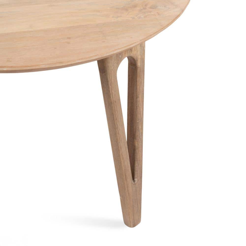 Natural Mango Wood Round Coffee Table with Hairpin Legs