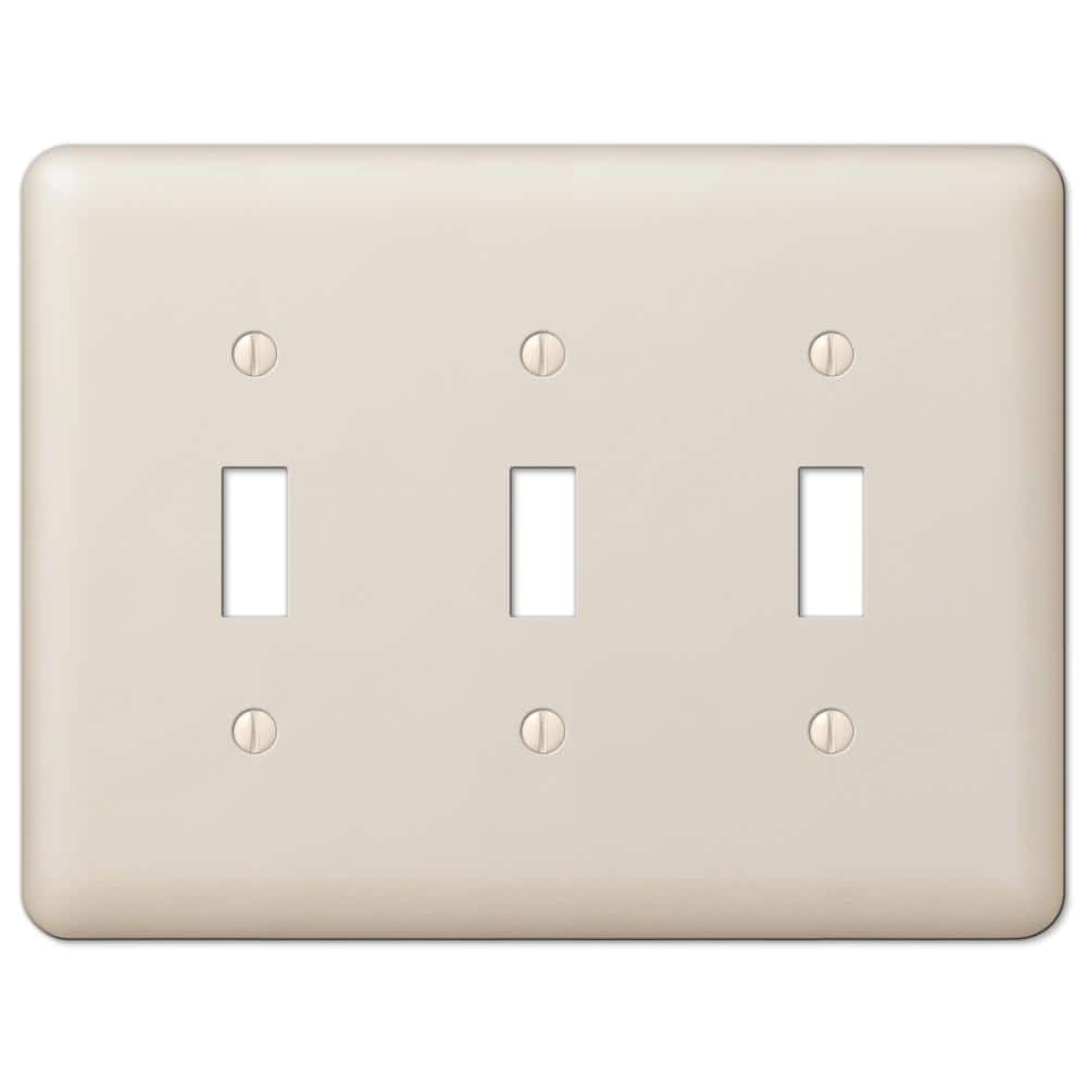 Devon Light Almond 3 Gang Stamped Steel Toggle Wall Plate