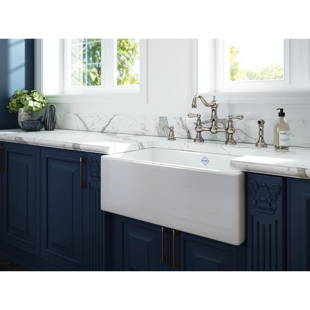 White Fireclay 30" Single Bowl Farmhouse Kitchen Sink