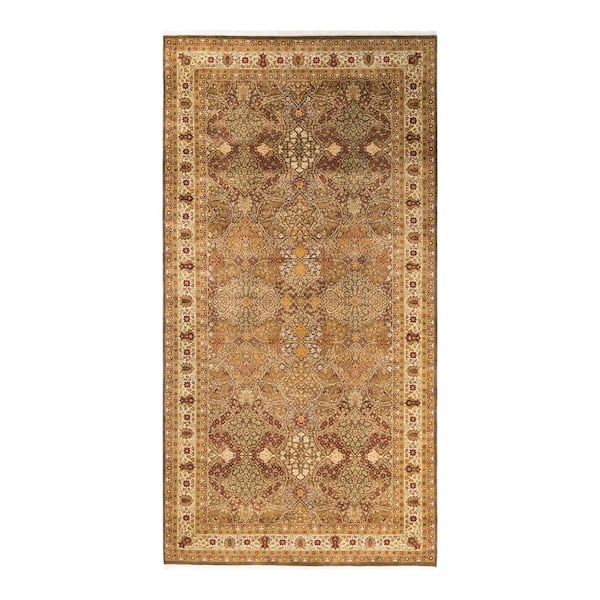 Mogul Brown 6 x 12 Oriental Wool Indoor Runner Rug